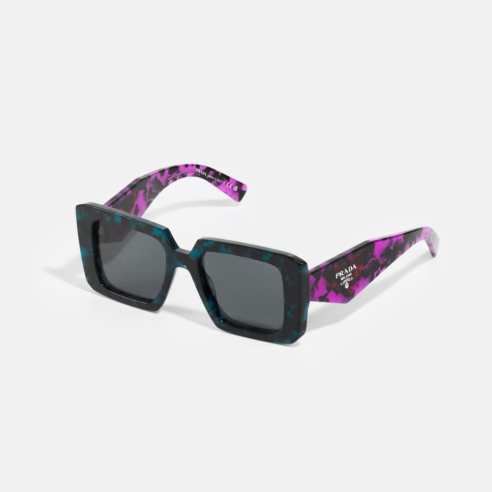 New- 💯 - Original PRADAAcetate Symbole Sunglasses SPR 23Y Slate Grey Pur - Picture 3 of 15